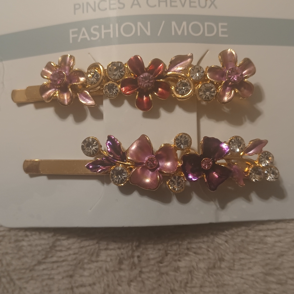 Floral Gold Hair Clips